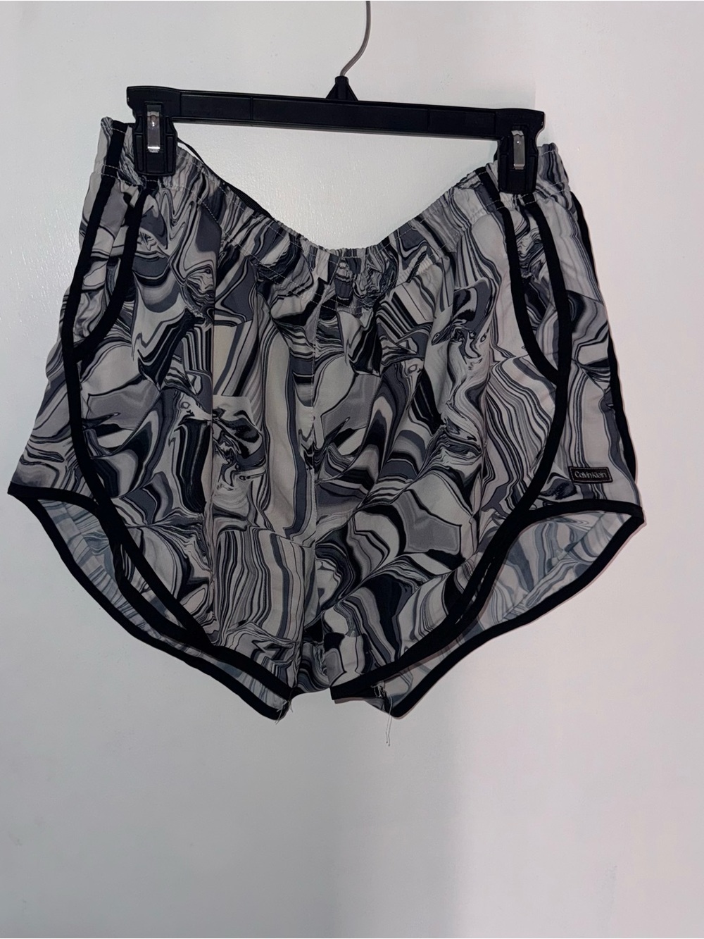 Calvin Klein Black & White Marble Print Athletic Shorts